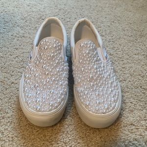 Pearl White Platform Vans Size 9